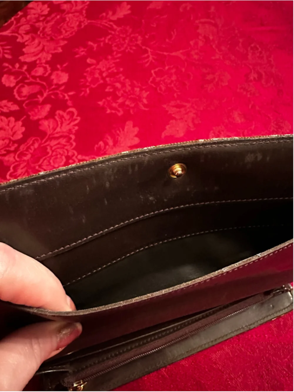 Celine Brown & Beige Canvas & Leather Monogram Long Wallet